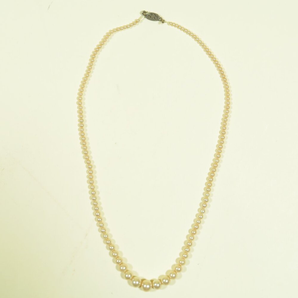 Vintage Estate Faux Pearl Necklace 925 Sterling Silver Clasp 18"